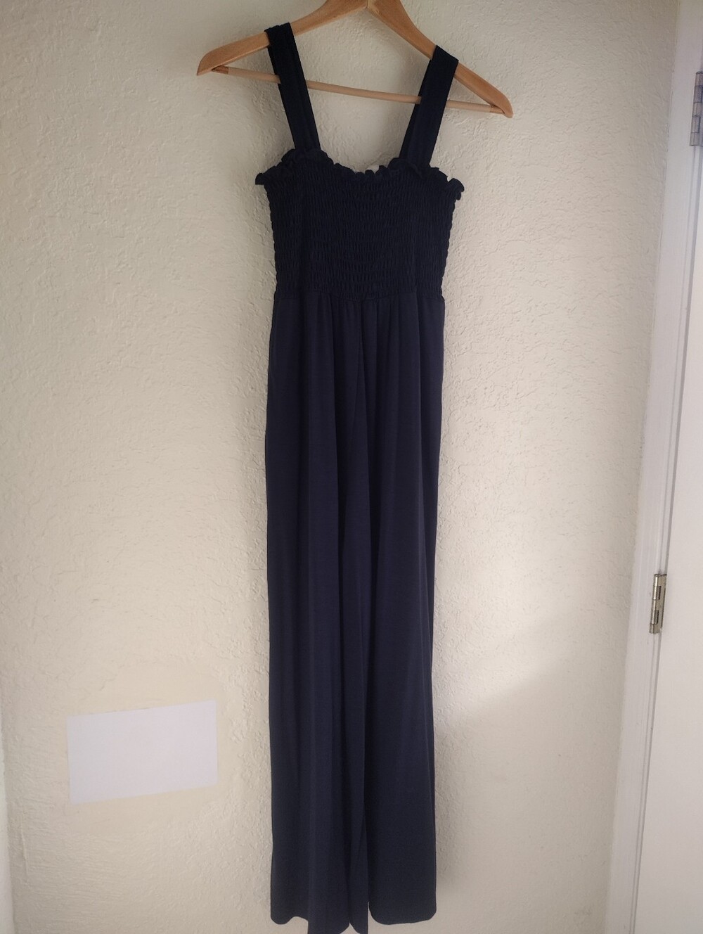 Roxy Navy Blue Smocked Wide-Leg Jumpsuit - Picture 3 of 8